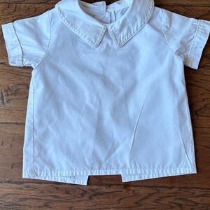 Classic White Peter Pan Collar Short Sleeve Top for Kids